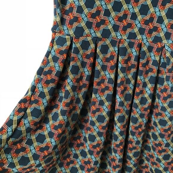 Nwt Lularoe Amelia Dress Teal Geometric Print S - Picture 3 of 6